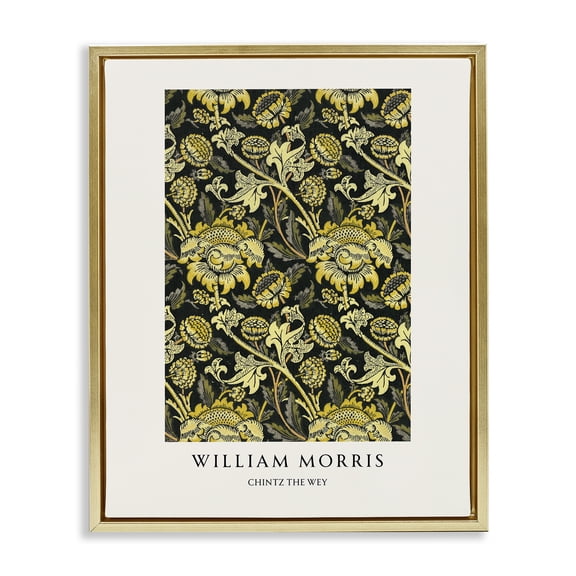 Stupell Industries William Morris Chintz The Wey Gold Framed Floater Canvas Wall Art, design by Vintage Hustle, 31 x 25