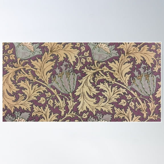 William Morris Cotton Lawn (Plum) Pattern Poster Wall Art, Modern Wall Decor For Living Room Bedroom, 8x12 UNFRAMED