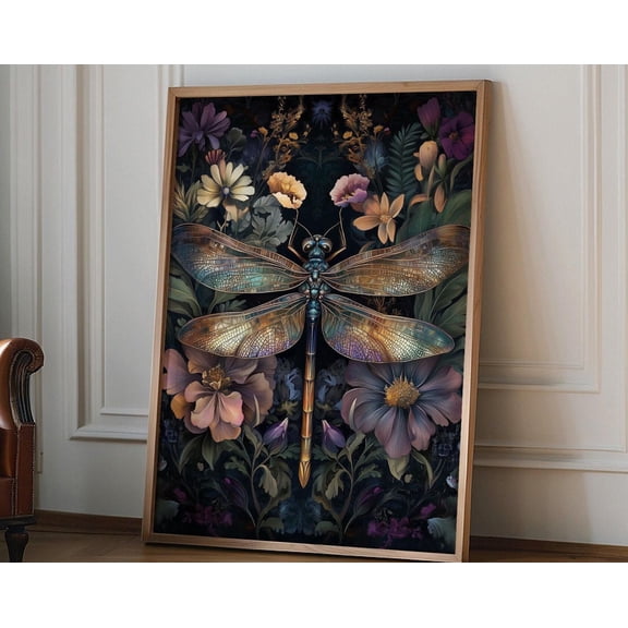 William Morris Dragonfly Wall Art Print Vintage Poster Vintage Floral Dragonfly Wall Art Moody Wall Art Dragonfly Print Cottagecore Art