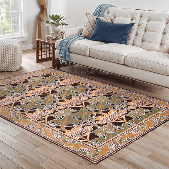 William Morris Esplander Traditional Wool Area Rug – Hand-Tufted Premium Wool, Classic Floral & Foliage Design for Living Room, Bedroom, or Study – 3' x 5'