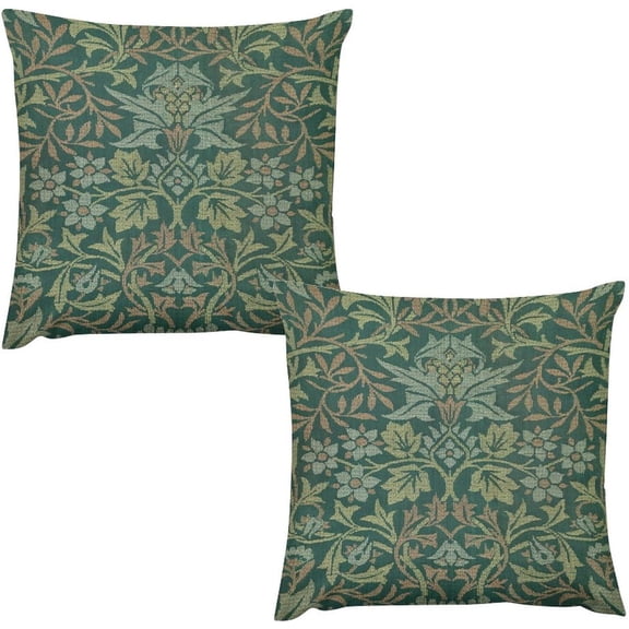 William Morris Floral Original Throw Pillow Covers Boho Chic Retro Floral Cozy Square Throw Pillowcases Home Decor for Bed Couch Sofa Living Room Cushion Cover 18"X18"Set of 2