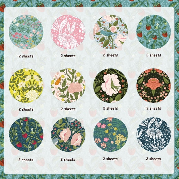 William Morris Floral Scrapbook Paper 24 Sheets 12x12 Double-Sided Vintage Pattern Pad