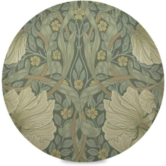 William Morris Flowers, Elastic Fitted Edged Round Tablecloth Waterproof Anti-Shrink Soft Polyester Table Cloth Washable Table Cover for Banquet Home Indoor or Outdoor 60"X 60"