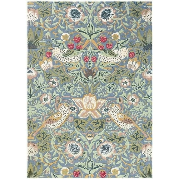 William Morris Handmade Garden-Inspired Floral & Botanical Wool Area Rug | Avyay Rugs - 5' Round
