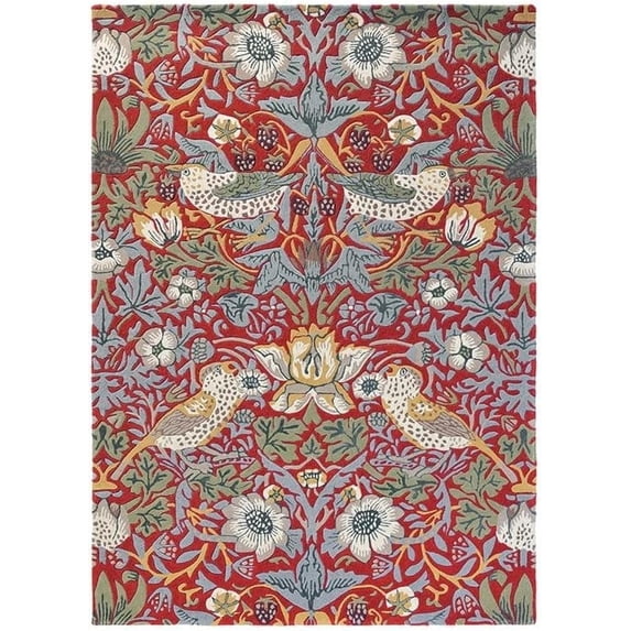 William Morris Handmade Garden-Inspired Floral & Botanical Wool Area Rug | Avyay Rugs - 5 x 8