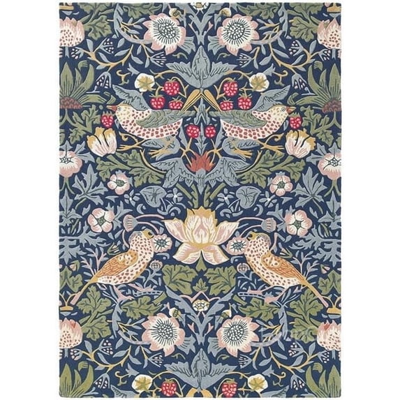 AVYAY RUGS Traditional Tufted Blue Botanical Pattern Area Rugs, 7’0” Round