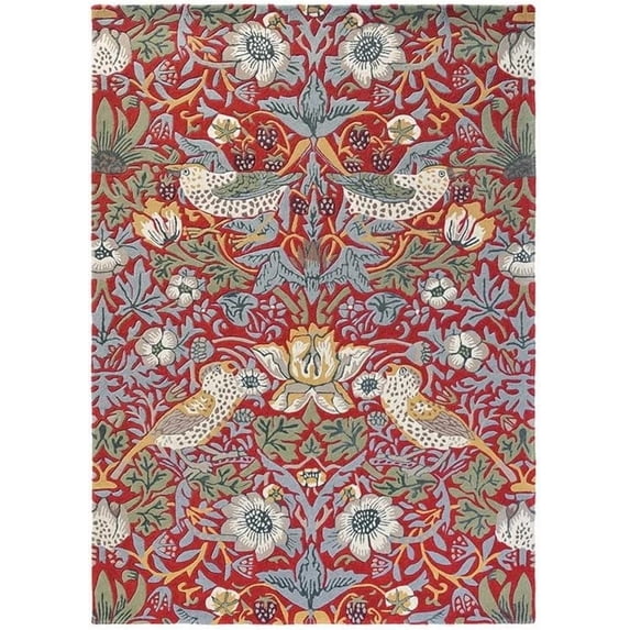 Avyay Rugs William Morris Botanical Handmade Floral Area Rug, 7' Round, Soft, Durable
