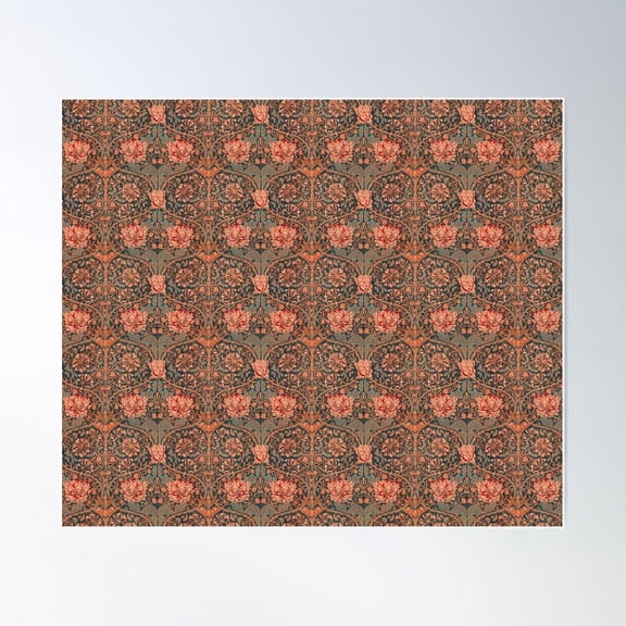 William Morris Honeysuckle And Tulip 1876 Deep Pink Poster Wall Art, Modern Wall Decor For Living Room Bedroom, 12x18 UNFRAMED