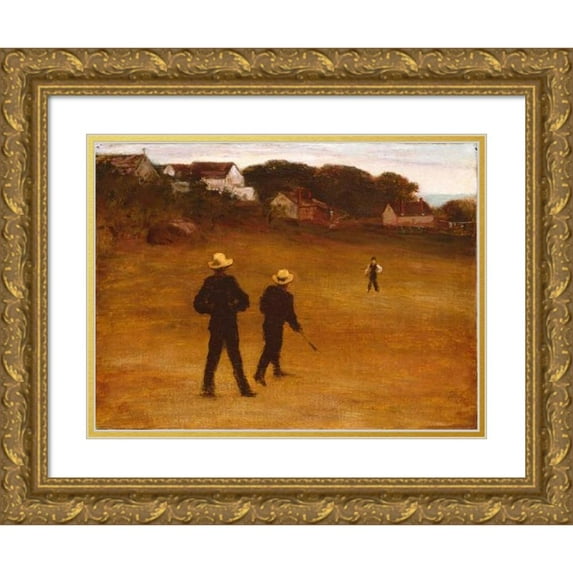 William Morris Hunt 14x11 Gold Ornate Wood Frame and Double Matted Museum Art Print Titled - The Ball Players (C. 1877)
