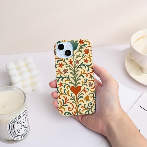 William Morris Inspired Retro Floral Scroll Tough Phone Case, Vintage Pattern Protective Matte Cover Compatible with iPhone 13 Pro Max