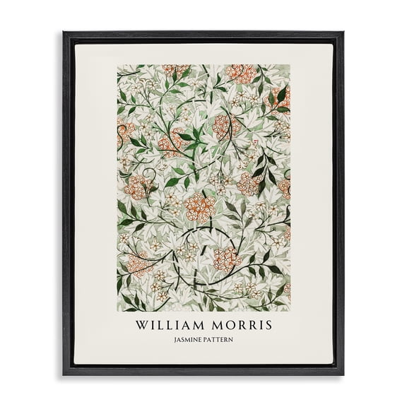 Stupell Industries William Morris Jasmine Pattern Black Framed Floater Canvas Wall Art, design by Vintage Hustle, 21 x 17