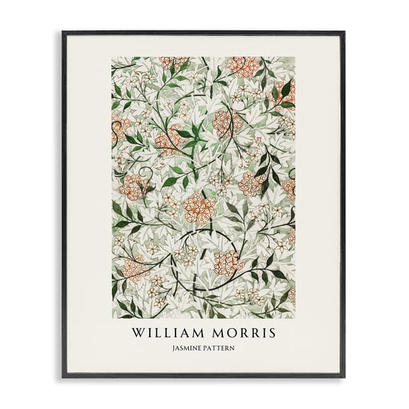 Stupell Industries William Morris Jasmine Pattern Black Framed Giclee Art, design by Vintage Hustle, 14 x 11