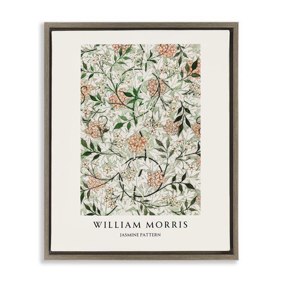 Stupell Industries William Morris Jasmine Pattern Brown Framed Floater Canvas Wall Art, design by Vintage Hustle, 31 x 25