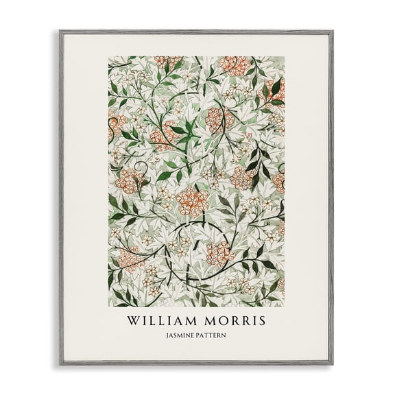 Stupell Industries William Morris Jasmine Pattern Gray Framed Giclee Art, design by Vintage Hustle, 30 x 24