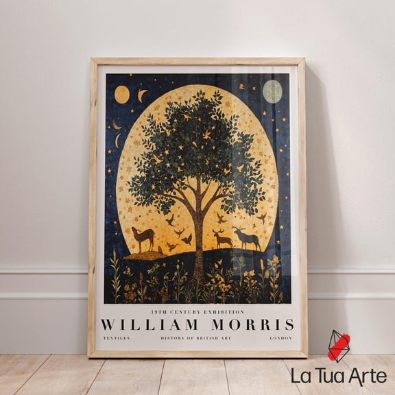 William Morris Moon Art Print: Vintage Forest Animal Poster