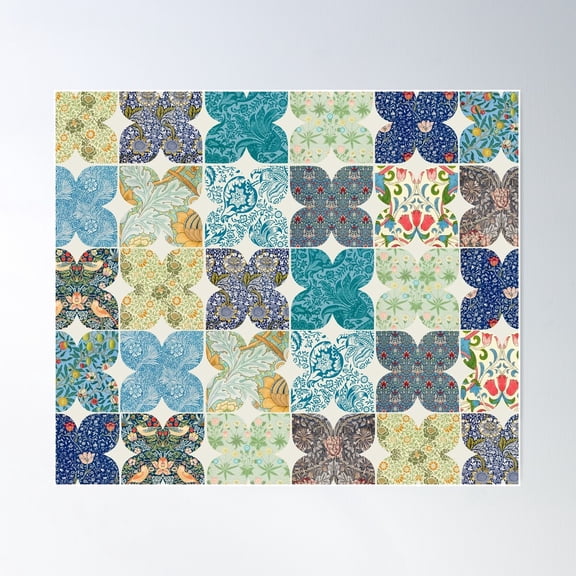 William Morris Patchwork Design Poster Wall Art, Modern Wall Decor For Living Room Bedroom, 8x12 UNFRAMED