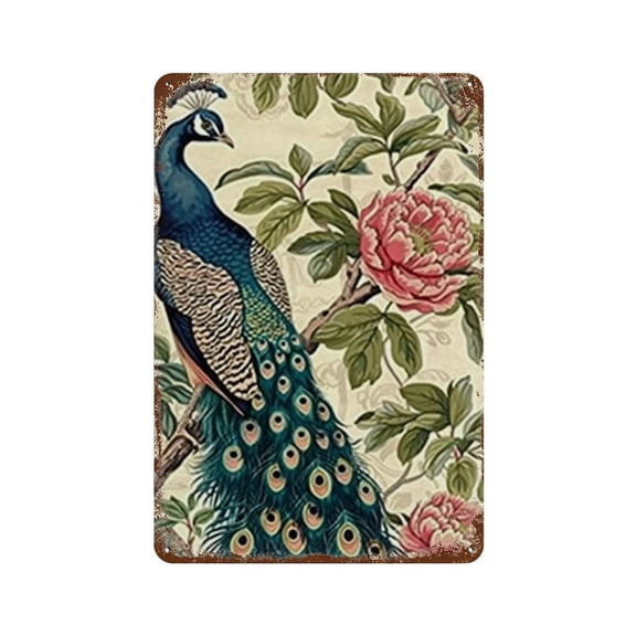 William Morris Peacock & Peony 02 Vintage Iron Art Metal Tin Sign Poster Modern Home Decor Retro Posters Coffee Club Bar Shop Decorations Style 30x20cm