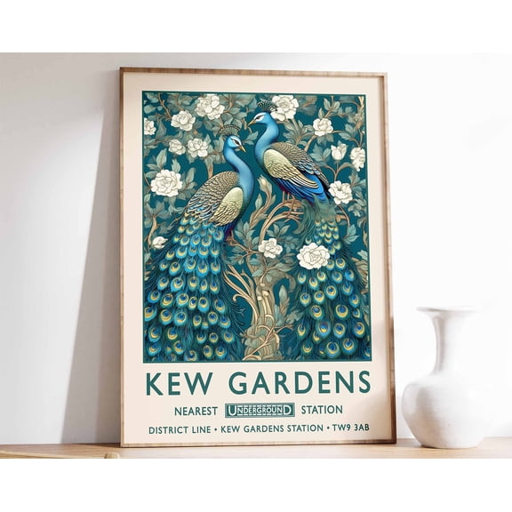 William Morris Peacock Poster Kew Gardens Floral Art Print