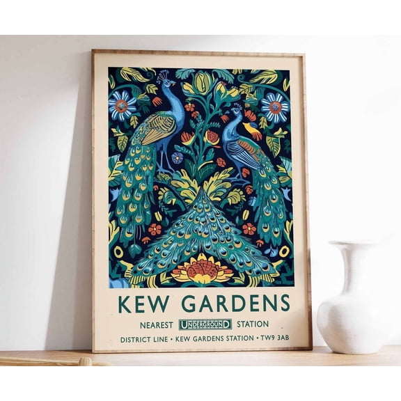 William Morris Peacock Print Kew Gardens Print London Print William Morris Poster Vintage Wall Art Floral Art Botanical Decor Wall Art Modern Wall Decor Wall Art