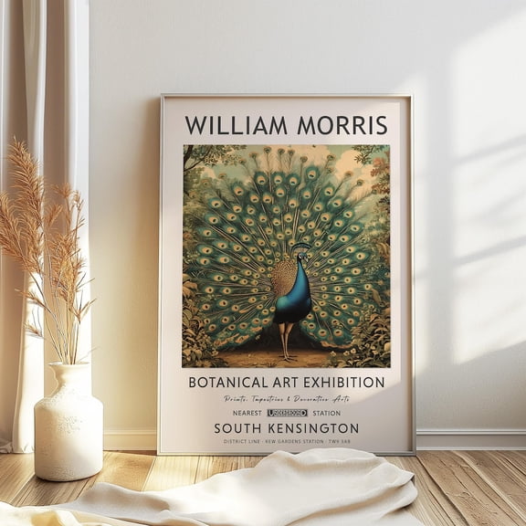 William Morris Peacock Print, Kew Gardens Print, London Print, William Morris Poster, Vintage Wall Art, Floral Art, Vintage Poster UNFRAMED PAPER POSTER, Home Decor, Vintage Gift, Living Room Dercor
