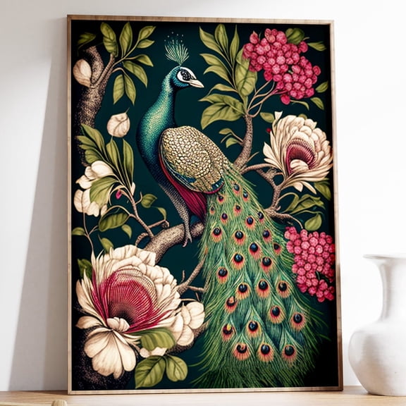 William Morris Peacock Print, William Morris Botanical Poster, Classic British Print, Vintage William Morris Floral Print, Flower Art UNFRAMED PAPER POSTER, Home Decor, Living Room Dercor