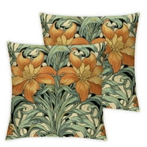 William Morris Pillow Covers Set of 2 Yellow Green Floral Throw Pillows Vintage Botanical Flower Art Decorative Pillow Cases Outdoor Decor Farmhouse Cushion Case for Couch Sofa