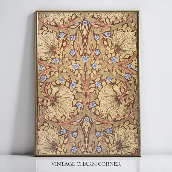 William Morris Pimpernel Wall Art Arts And Crafts Floral Pattern Vintage Style Home Decor Gallery Wall Print #3707, Unframed Poster Size 12x18