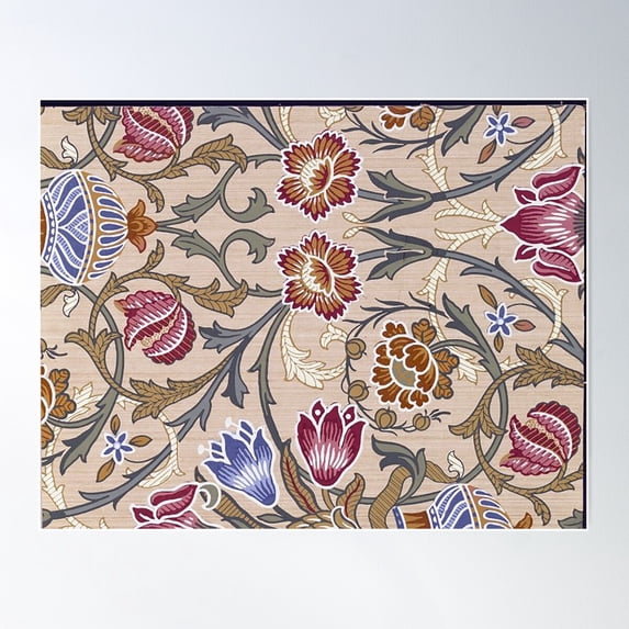 William Morris Pink Brocade Pattern ,Vintage Pink Floral Pattern, Pink Floral Victorian Pattern , Poster Wall Art, Modern Wall Decor For Living Room Bedroom, 8x12 UNFRAMED