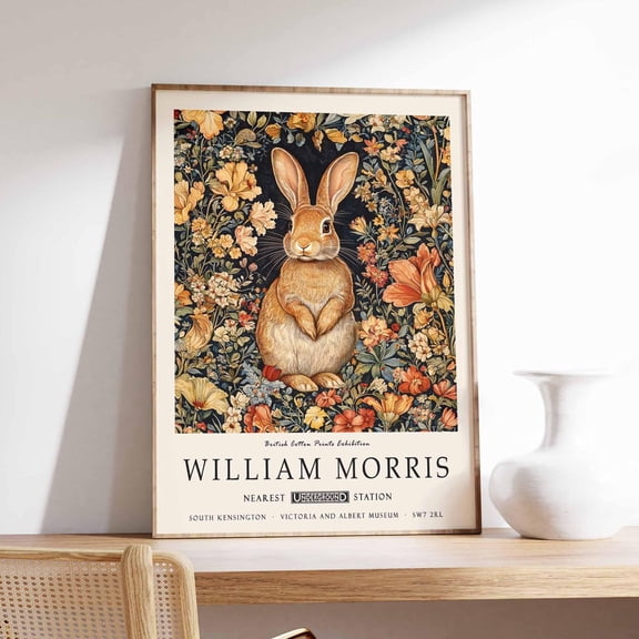 William Morris Rabbit Floral Botanical Poster