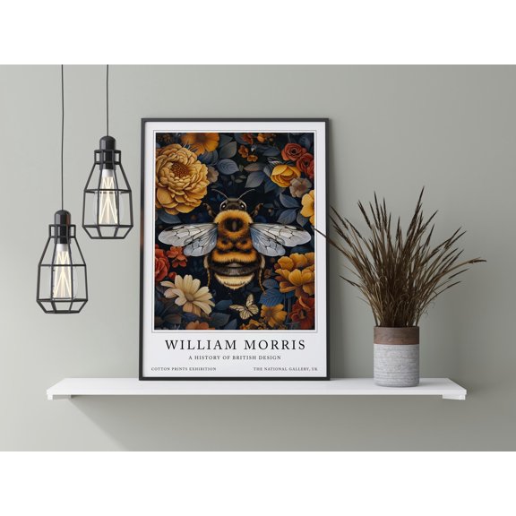 William Morris Print, Bumble Bee Artwork, Botanical wall art, Bee Poster, Vintage wall art, William Morris Gift idea