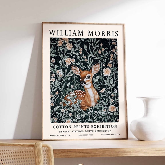 William Morris Print, Deer Poster, William Morris Poster, Botanical Print, Kew Gardens Poster, Jungle Art, Animal Print, Floral Art UNFRAMED PAPER POSTER, Home Decor, Vintage Gift, Living Room Dercor