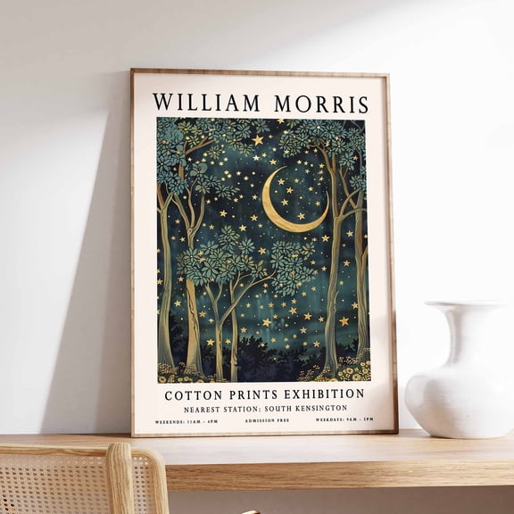 William Morris Print Moon and Stars Botanical Art Poster