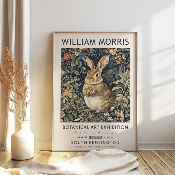William Morris Print, Rabbit Poster, William Morris Poster, Botanical Print, Kew Gardens Poster, Jungle Art, Animal Print, Floral Art UNFRAMED PAPER POSTER, Home Decor, Living Room Dercor