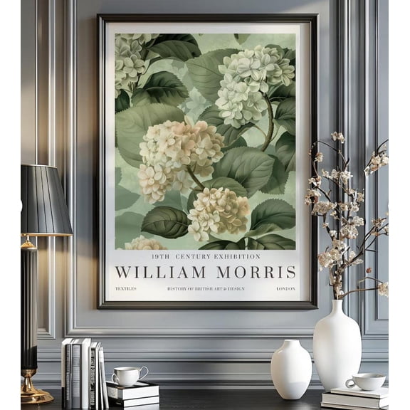 William Morris Print Vintage Poster Hydrangea Wall Art Exhibition Print Textiles Home Decor 8x12 UNFRAMED