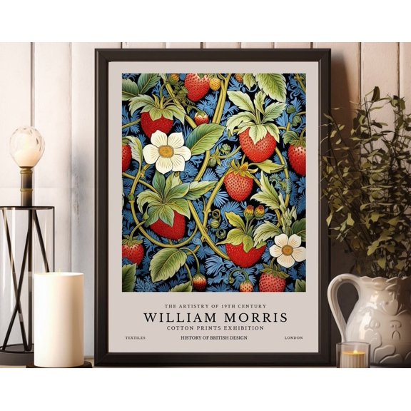 William Morris Print, William Morris Exhibition Print, William Morris Strawberry Poster, Vintage Wall Art, Textiles Art, Strawberry Artwork Wall Art, Modern Wall Decor, 8x12 UNFRAMED