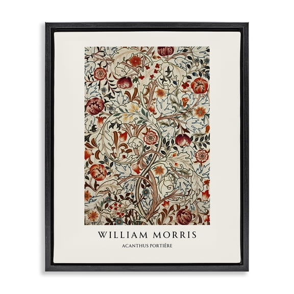 Stupell Industries William Morris Red Dotted Flowers Black Framed Floater Canvas Wall Art, design by Vintage Hustle, 31 x 25