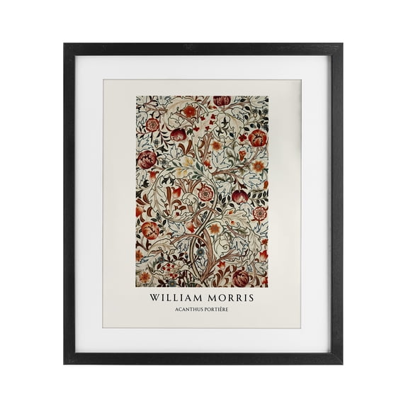 Stupell Industries William Morris Red Dotted Flowers Black Framed Print Under Glass, design by Vintage Hustle, 16 x 13