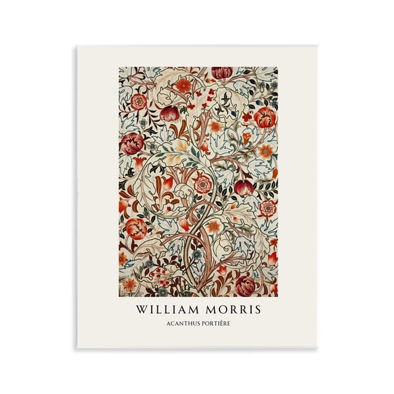 Stupell Industries William Morris Red Dotted Flowers Wall Plaque Art, design by Vintage Hustle, 14 x 11
