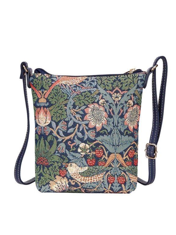 William Morris Strawberry Thief Blue Sling Bag Purse Crossbody