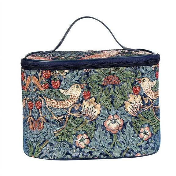 TOIL-STBL | WILLIAM MORRIS STRAWBERRY THIEF BLUE TOILETRY VANITY TRAVEL BAG