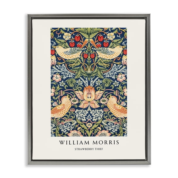 Stupell Industries William Morris Strawberry Thief Gray Framed Floater Canvas Wall Art, design by Vintage Hustle, 21 x 17
