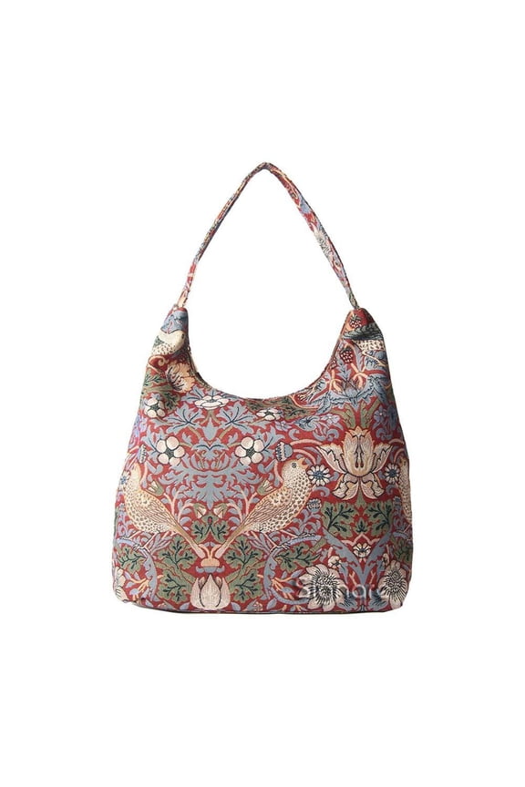 William Morris Strawberry Thief Red Hobo Handbag Shoulder Bag