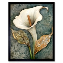 William Morris Style Art Nouveau Calla Lily Flower Art Print Framed Poster Wall Decor 12x16 inch