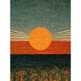 thumbnail image 1 of William Morris Style Sunrise Over Sea Abstract Unframed Wall Art Print Poster Home Decor, 1 of 3