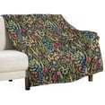 William Morris Style Throw Blanket, Vintage Sunflower Garden Plants