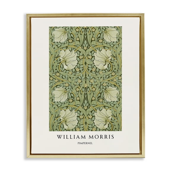 Stupell Industries William Morris Symmetrical Pimpernel Gold Framed Floater Canvas Wall Art, design by Vintage Hustle, 31 x 25