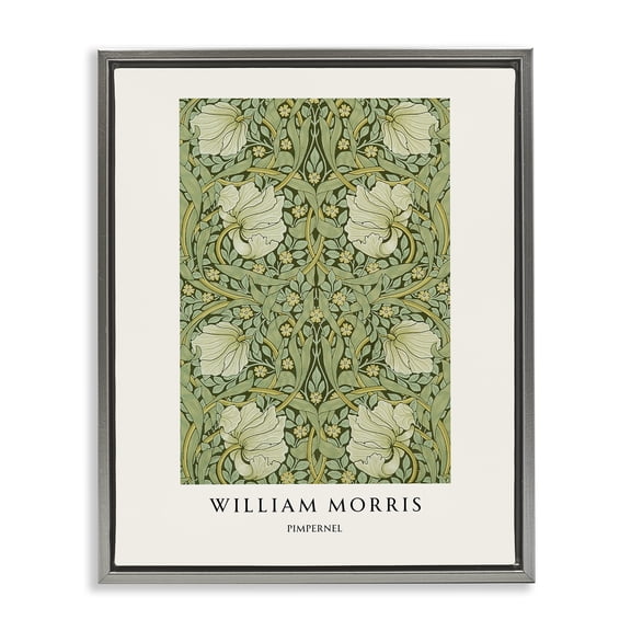 Stupell Industries William Morris Symmetrical Pimpernel Gray Framed Floater Canvas Wall Art, design by Vintage Hustle, 31 x 25