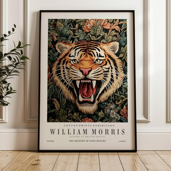 William Morris Tiger Print Wall Art - Botanical Prints - Large Wall Art - Green Wall Art - Mid Century Modern - Housewarming Gift Wall Art, Modern Wall Decor, 8x12 UNFRAMED