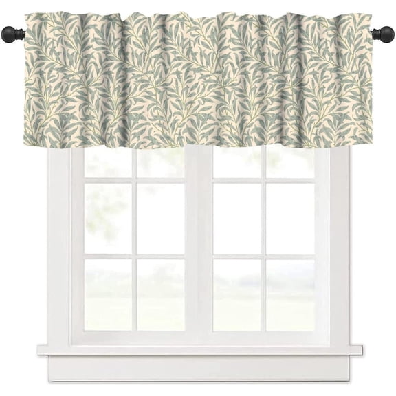 William Morris Valances Set for Kitchen, William Morris's Willow Bough Famous Pattern Print Home Decor Rod Pocket Window Drapes for Kitchen Living Room Dining Room Office 54x18inch