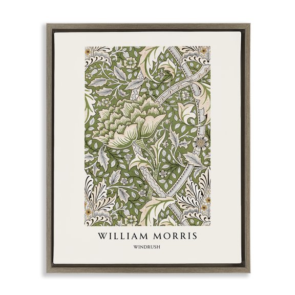 Stupell Industries William Morris Windrush Pattern Brown Framed Floater Canvas Wall Art, design by Vintage Hustle, 31 x 25